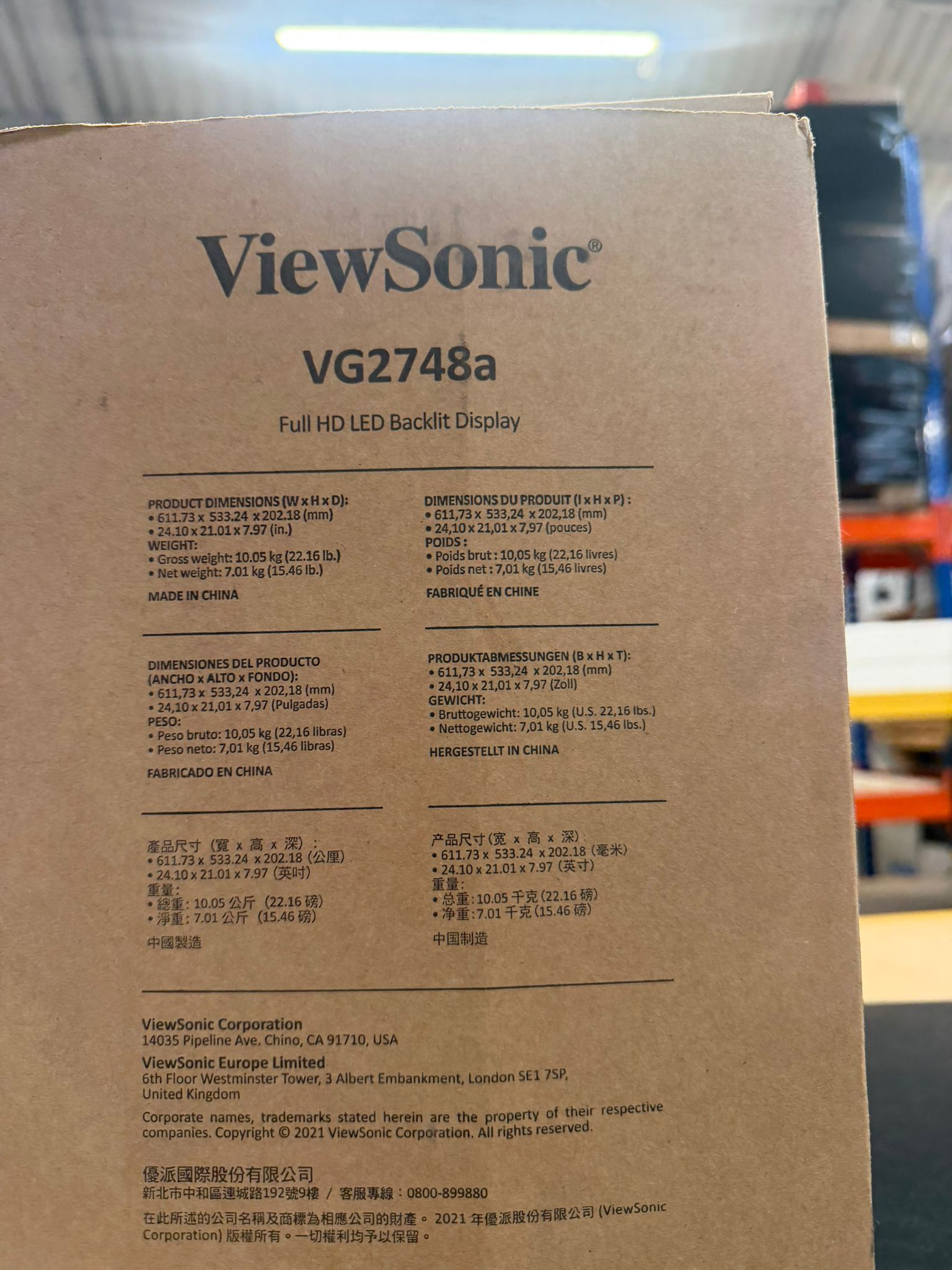 ViewSonic VG2748a Full HD LED Backlit Display Monitor